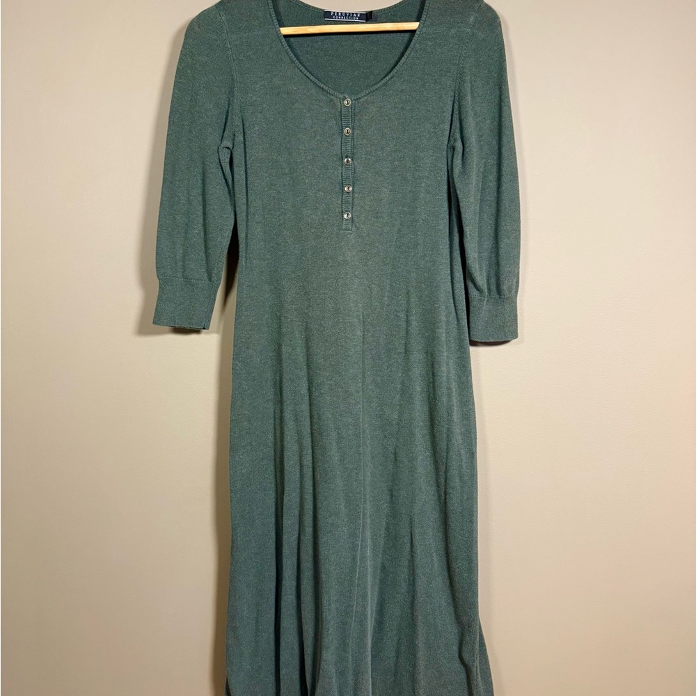 Peruvian Connection Green Sweater Midi/Maxi Dress